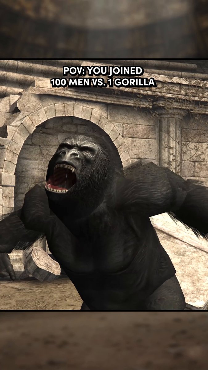 100 men MIGHT beat the gorilla… but Lara Croft will. 🦍 #100menvs1gorilla #TombRaider