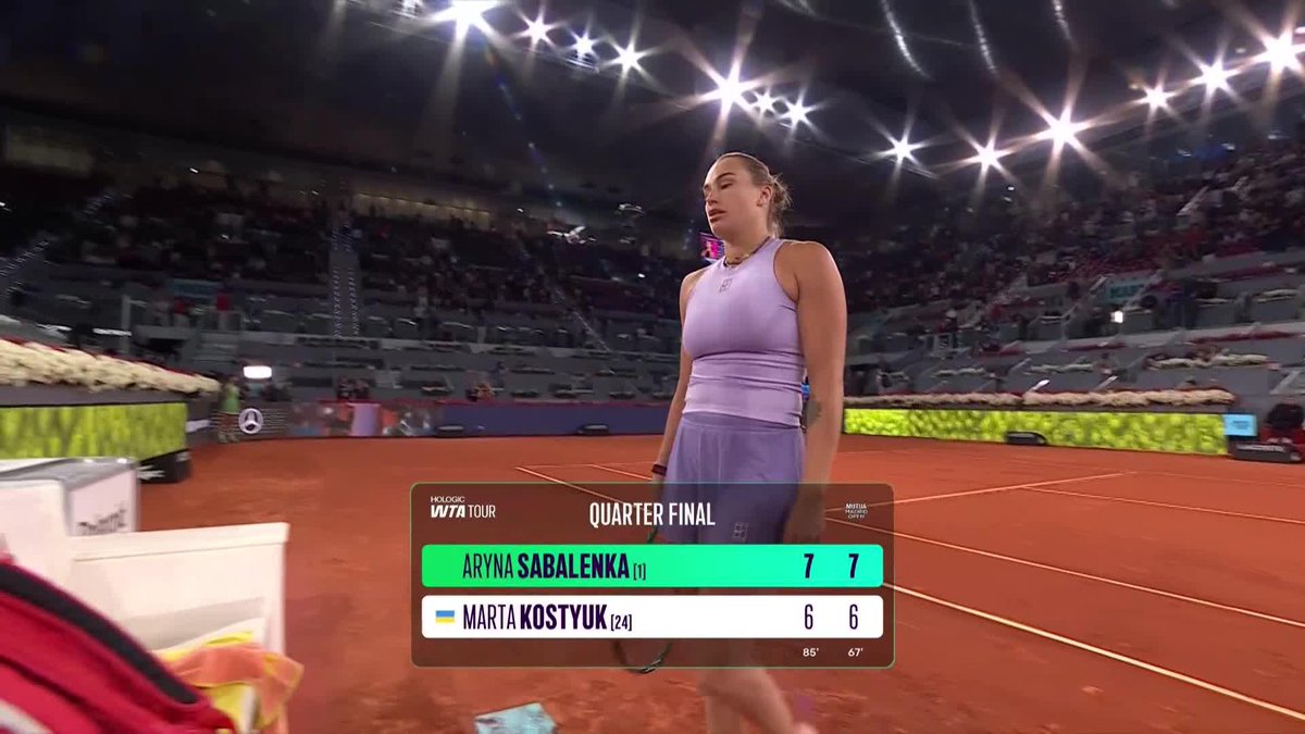 The heart of a fighter! ♥️ Sabalenka Aryna passes Kostyuk's test and is into the semifinals! #MMOpen