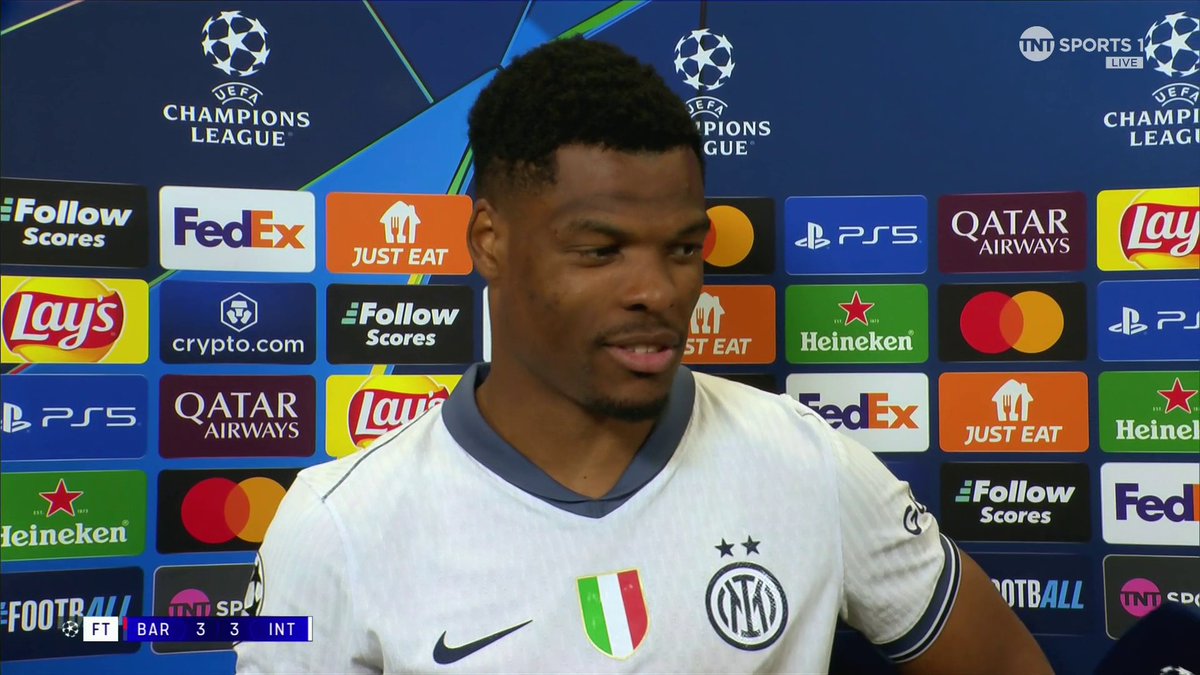 "We're very good defensively... this shows how good they are" Player of the Match Denzel Dumfries had praise for his team and Barcelona after their 3-3 draw 💪 🎙Reshmin Chowdhury | 📺 TNT Sports &amp; discovery+ UK