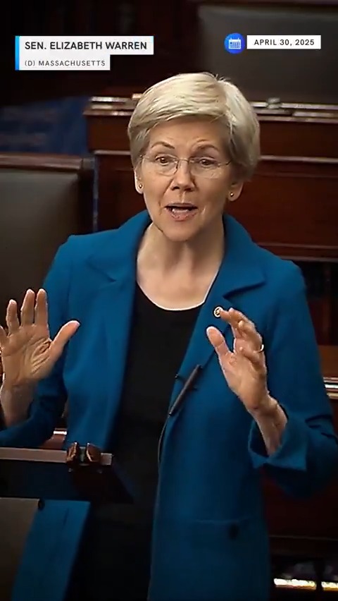 “If Republicans care about the American people, they will vote yes on our resolution today and turn off the fake emergency that Trump is using to impose his on again, off again, red light, green light tariffs, the tariffs that are pushing our economy off a cliff.” —Elizabeth Warren