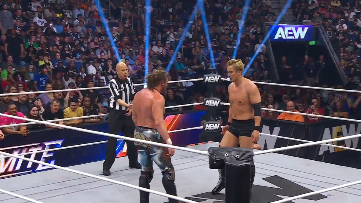 "Omega. Okada. Picking up right where they left off in Osaka in 2018!" Watch #AEWDynamite LIVE on TBS &amp; MAX Kenny Omega | Mark Briscoe | Speedball Mike Bailey | Kevin Knight ケビン・ナイト | Ricochet | @RainmakerXOkada | @YoungBucks