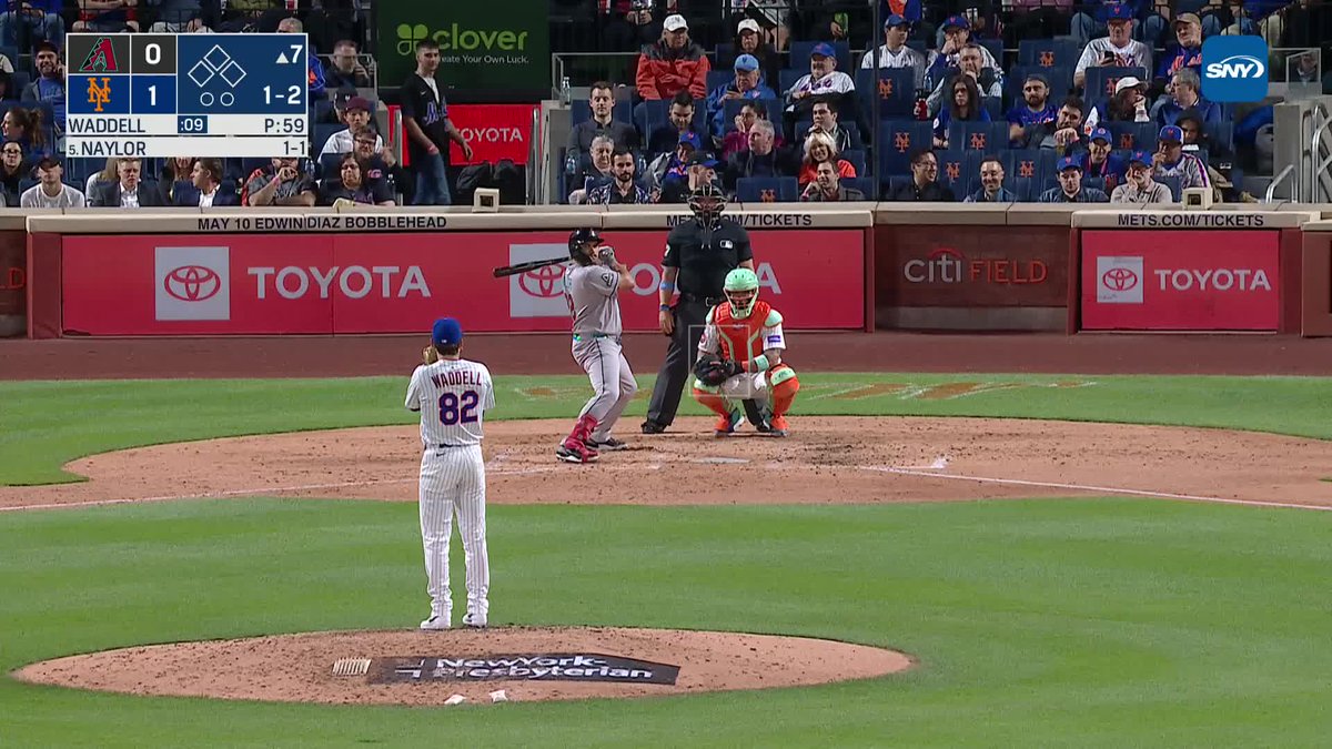 Brandon Waddell strikes out Josh Naylor to finish his Mets debut with 4.1 scoreless innings and walks off to a standing ovation from the Citi Field crowd