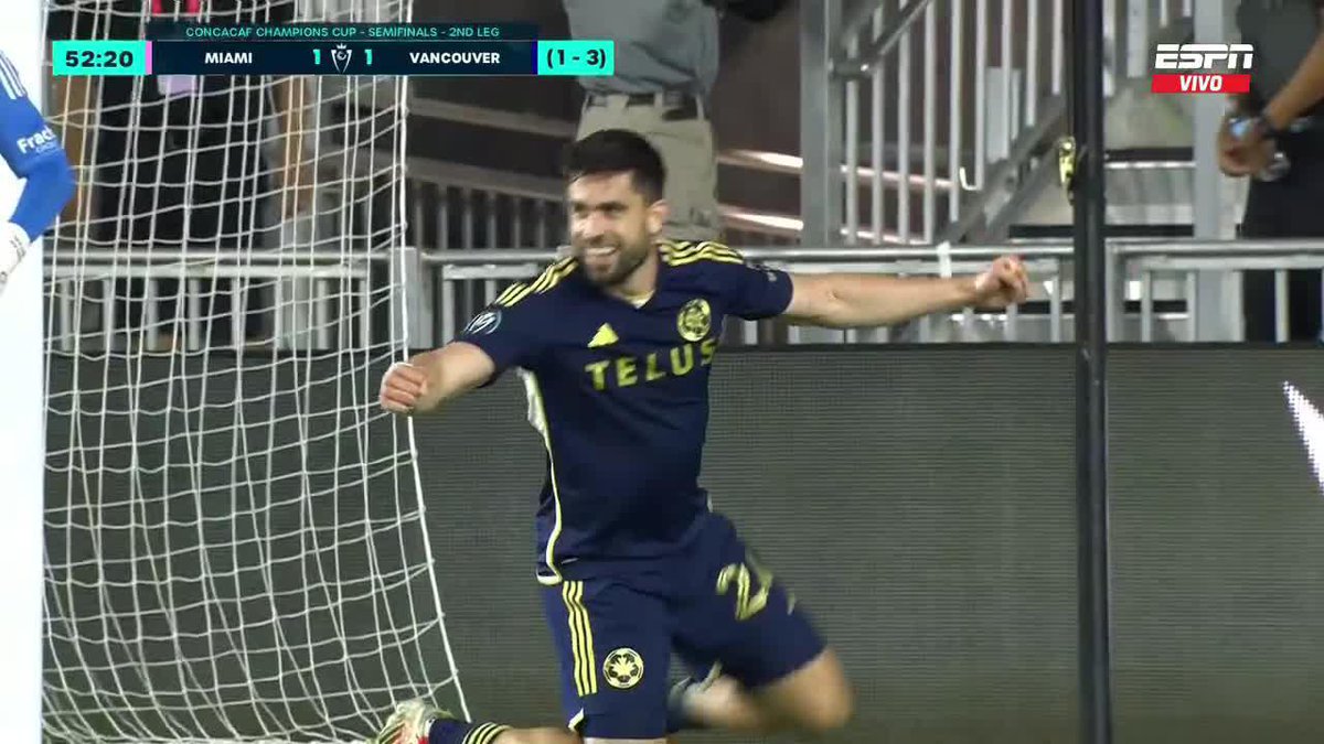 EL GOL QUE DEJA CASI SIN CHANCES AL INTER MIAMI DE MESSI... El ecuatoriano Pedro Vite remató y tras un desvío anotó el 4-1 global de Vancouver Whitecaps. 📺 Mirá TODA la CONCACAF Champions Cup por #DisneyPlus Premium