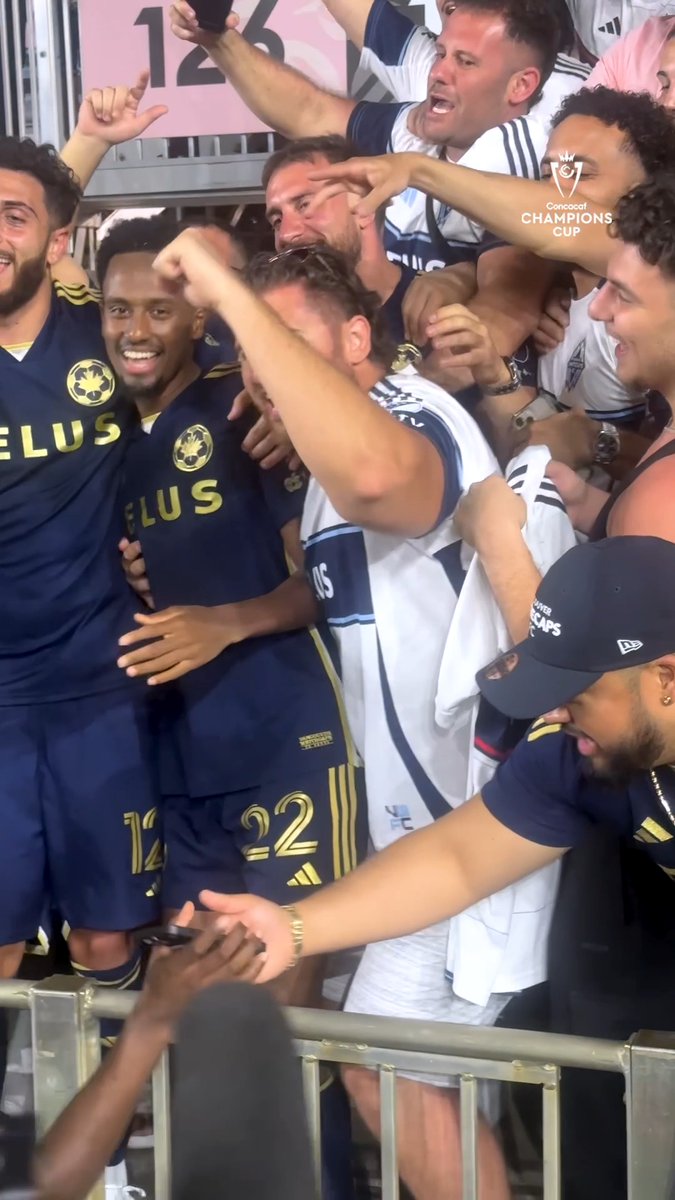 It's a party! 🎉 Vancouver Whitecaps FC celebrate with their fans that made the trip to the South Florida. 💙