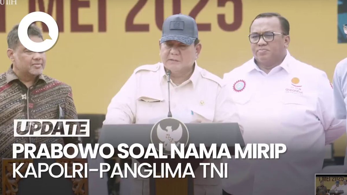 Presiden Prabowo Subianto berkelakar tidak mengganti Kapolri dan Panglima TNI. Prabowo menyinggung kesamaan nama dengan Kapolri Jenderal Listyo Sigit Prabowo dan Panglima TNI Jenderal Agus Subiyanto. #detikcom