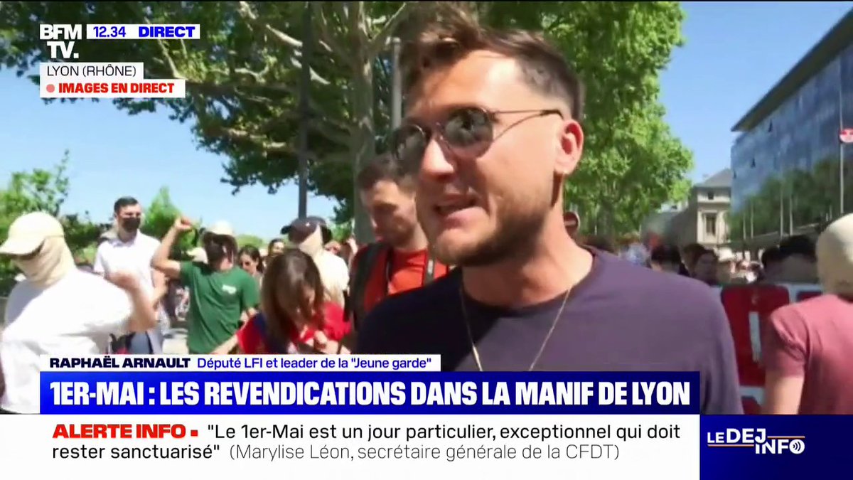 💬 "Bruno Retailleau est sous mandat de Marine Le Pen depuis le début" Le député LFI Raphaël Arnault participe à la manifestation du 1er-Mai à Lyon