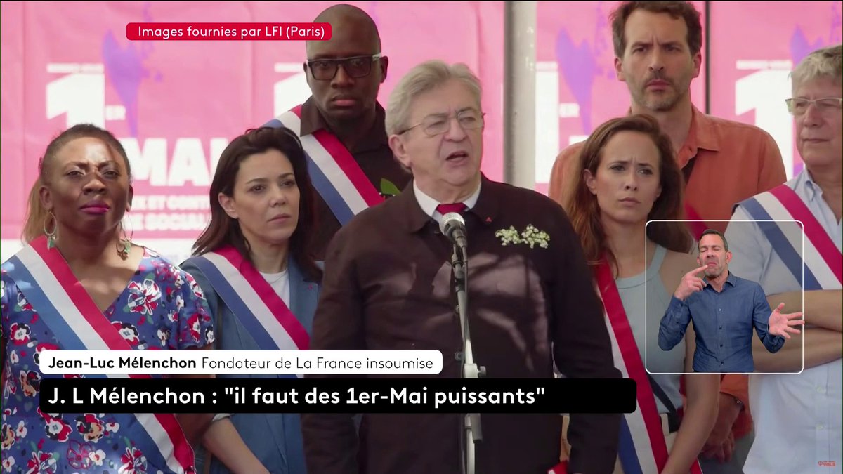 🔴 "Le travail salarié n'est pas le seul travail produit. Le travail domestique aussi est un travail, le travail artistique aussi est un travail !", lance Jean-Luc Mélenchon au début de la manifestation du #1erMai à Paris.