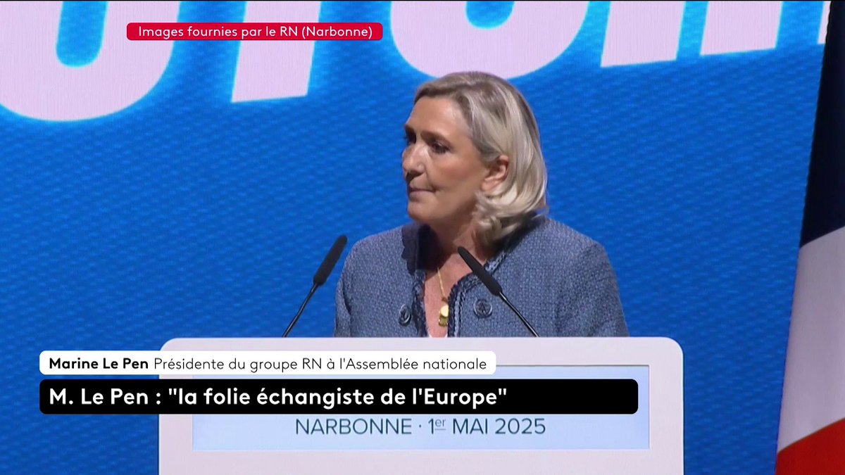 🔴 DIRECT - "L'immigration massive déstabilise le marché du travail", lance Marine Le Pen à Narbonne. #1erMai