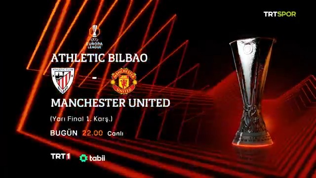 UEFA Avrupa Ligi yarı finalinde büyük heyecan devam ediyor 🔥 Athletic Bilbao 🆚 Manchester United 🏆 #UEL ⏱️ 22.00 🏟️ San Mames 📺 TRT 1
