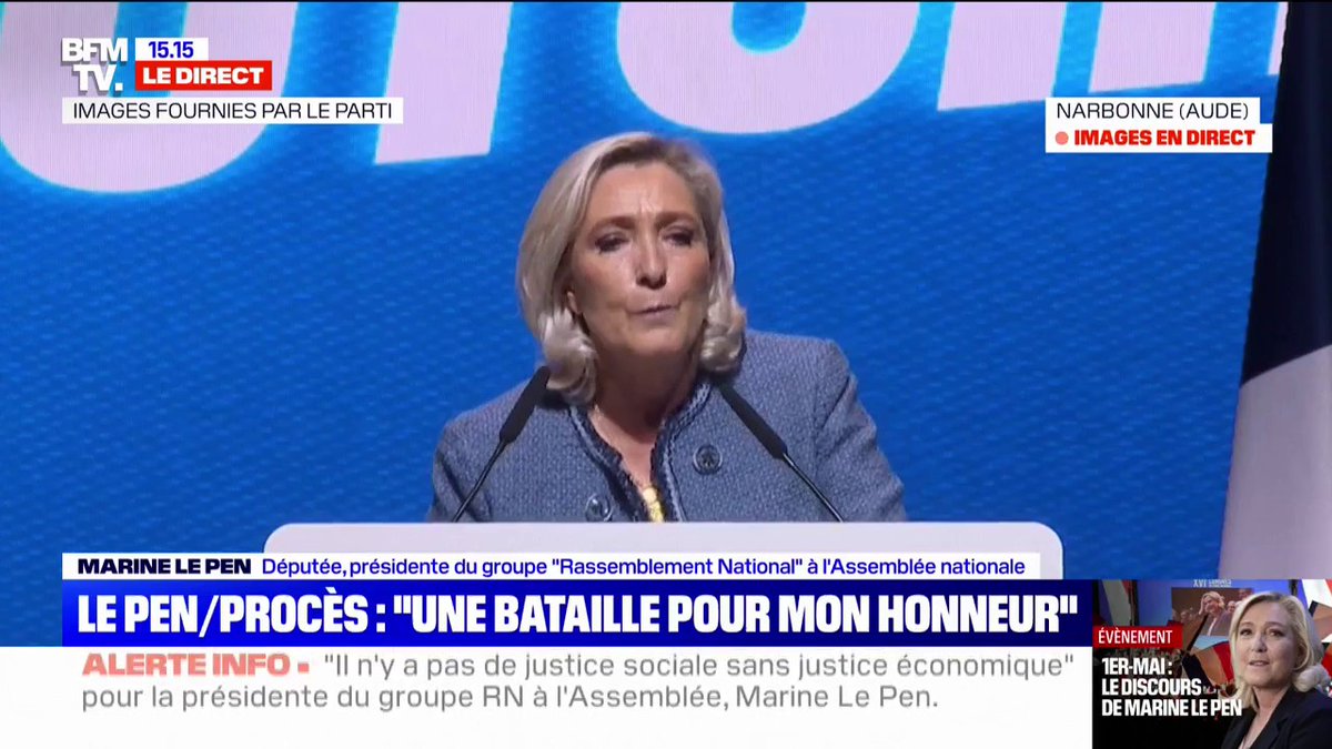 🇫🇷 FLASH | "Ils veulent vous voler la présidentielle". Marine Le Pen promet de "se battre" pour se présenter en 2027, et appelle ses sympathisants à se "lever" contre "l'entreprise de confiscation de la démocratie".