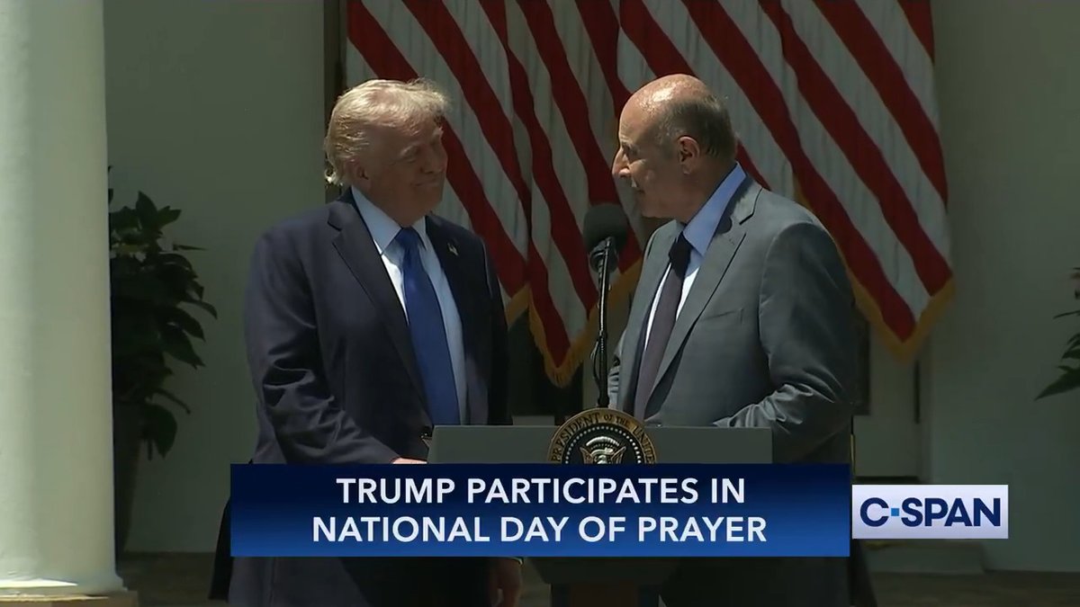 President Trump is joined by Dr. Phil at the National Day of Prayer ceremony at the White House.