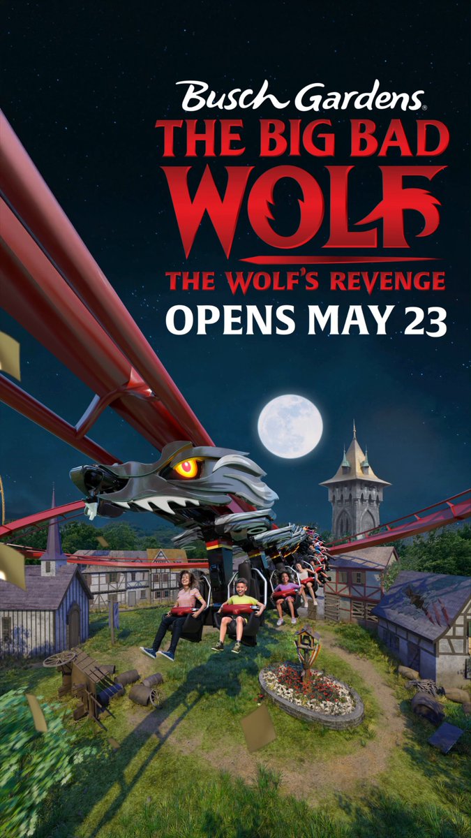 It's official! The Big Bad Wolf: The Wolf's Revenge opens on May 23. 🐺 🎢 Members will be among the first to ride this all-new attraction, beginning with a Member ride night on May 16 during our 50th anniversary celebration. 🎉