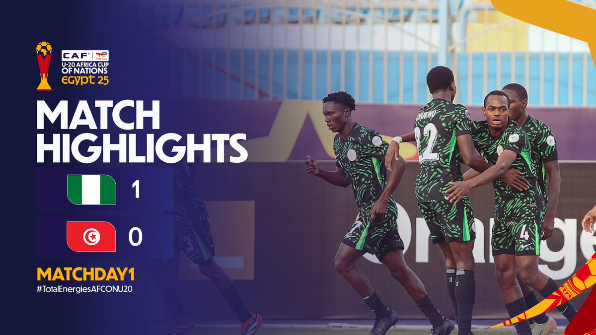 📹 HIGHLIGHTS: 🇳🇬 1-0 🇹🇳 Auwal Ibrahim’s goal secures the win for Nigeria in a hard fought battle against Tunisia! #NGATUN | #TotalEnergiesAFCONU20