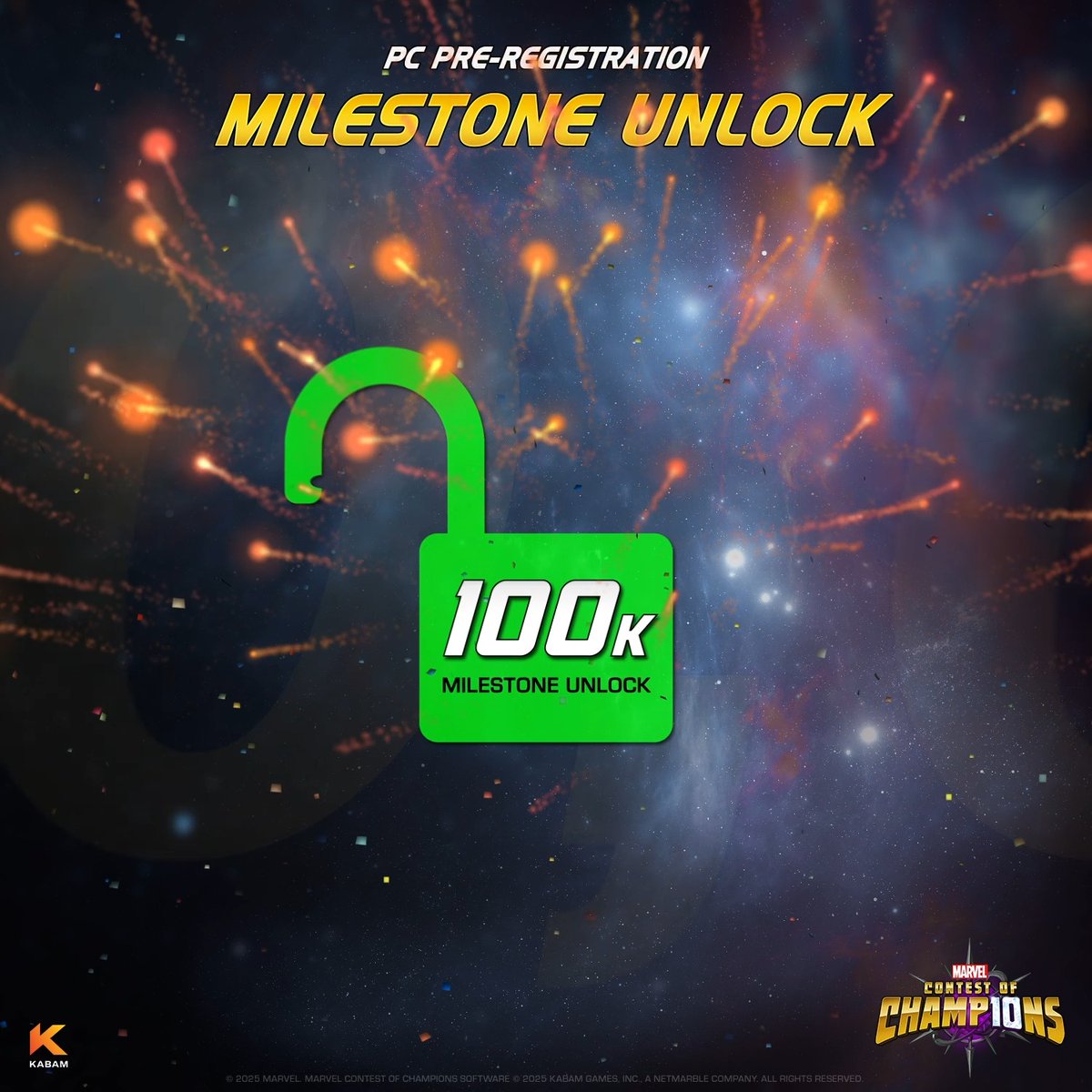 Thank you! 𝟙𝟘𝟘𝕂 pre registration milestone unlocked. 💪 💯 The Contest is coming to PC and you’re making this epic. Spread the word—more rewards are coming soon! 🎉