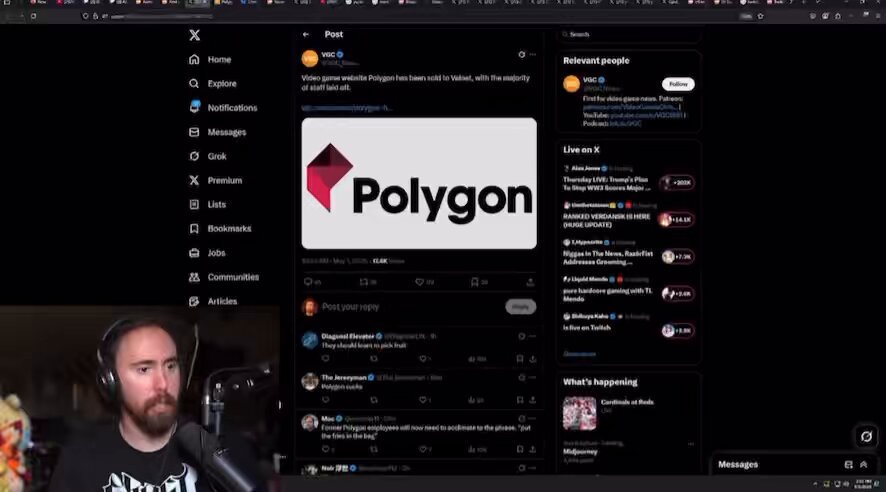 Asmongold continues to take credit for taking out the current gaming journalism industry Views them as “destructive parasites” This time the victim is Polygon