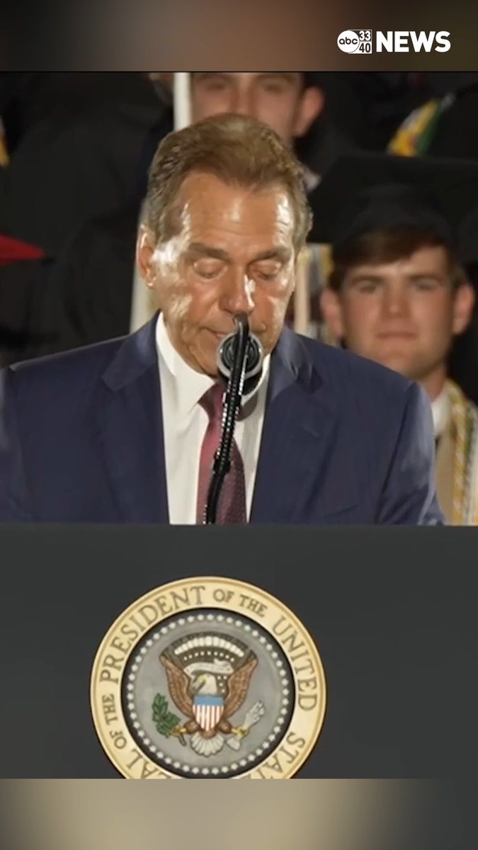 Coach Nick Saban introduces President Trump at the 2025 University of Alabama Spring Graduation Ceremony #trump #usa #national #alabama #news #rolltide