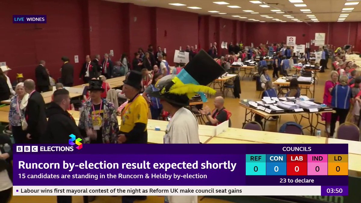 "There are four votes in this" Damian Grammaticas reports from the Runcorn and Helsby by-election count where a full recount will now take place Follow live: