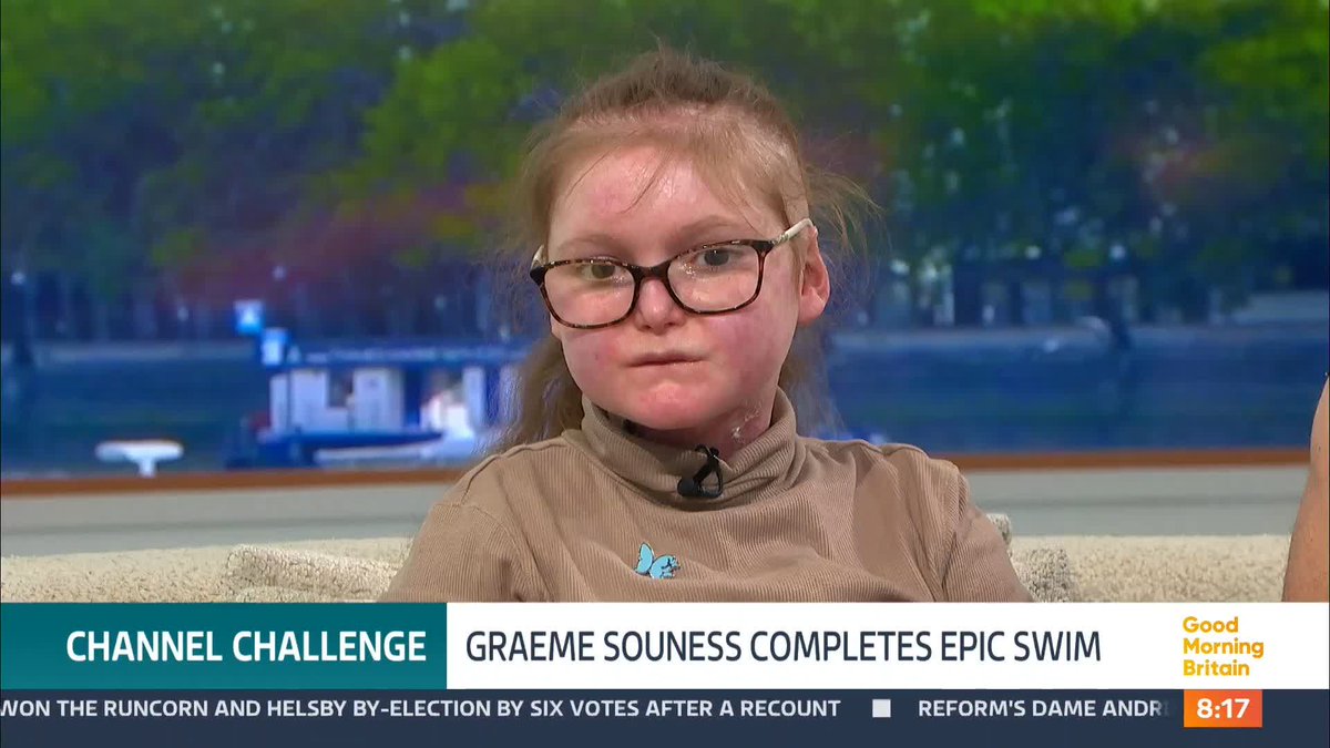 "It's amazing what Graeme has accomplished" Isla praises Liverpool legend Graeme Souness for completing a challenging 59-mile relay swim across the English Channel, raising funds for those with epidermolysis bullosa, a condition she lives with.