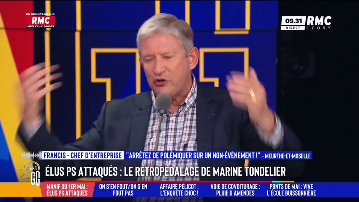 🪧 Des élus PS agressés lors de la manifestation du 1er mai 🗣️ Emmanuel de Villiers : "Ça sert à quoi de manifester le 1er mai alors qu'on a le plus de droit dans le monde ? On a les 35 heures. Moi hier, j'ai juste vu des traîne-savates, qui sont des gens protégés." #GGRMC
