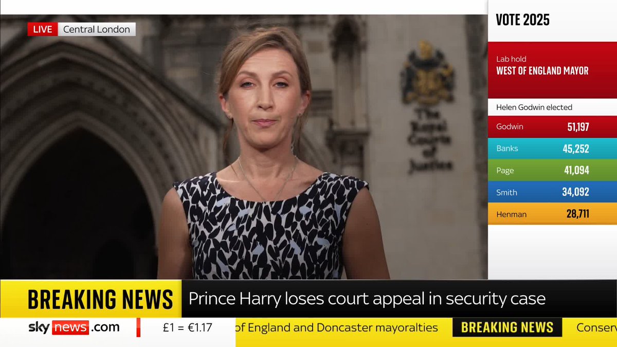 Prince Harry has lost his appeal against the ruling dismissing his challenge to the level of police protection he receives in the UK. Royal correspondent Rhiannon Mills says the judgment is an "enormous blow" for him. 📺 Sky 501 and YouTube