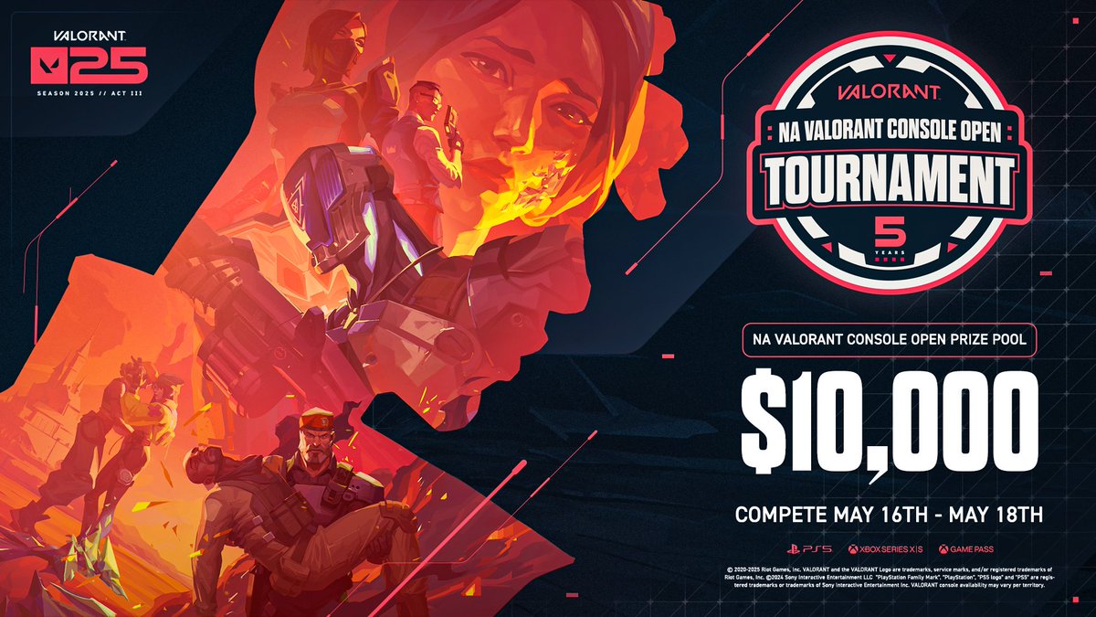 THE VALORANT CONSOLE OPEN TOURNAMENT IS BACK 👊 Open to NA players, age 13+. May 16-18. 🔥