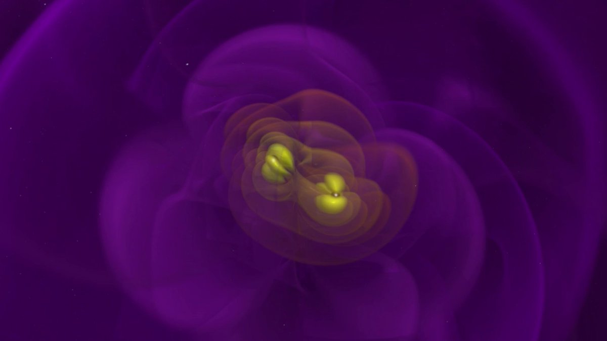 Making waves… Gravitational waves, that is. This visualization—performed on our Pleiades supercomputer—shows gravitational waves emitted by two black holes of nearly equal mass as they spiral together and merge.