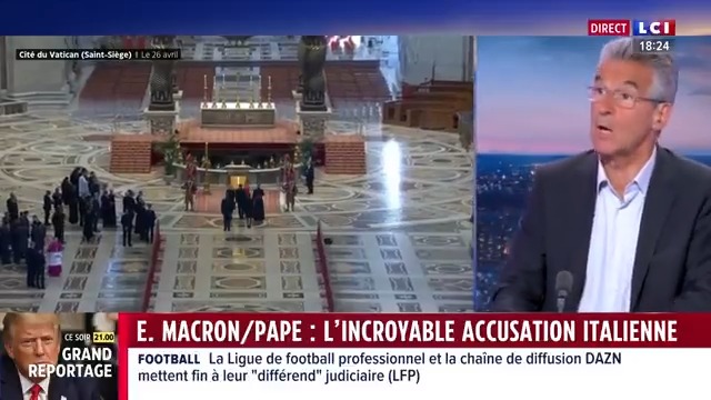 ▶️#Pape - E. Macron/conclave : l’incroyable accusation italienne : ”Tout cela est plutôt risible.” Hugeux Vincent #24hPujadas #LCI #La26 ⤵️