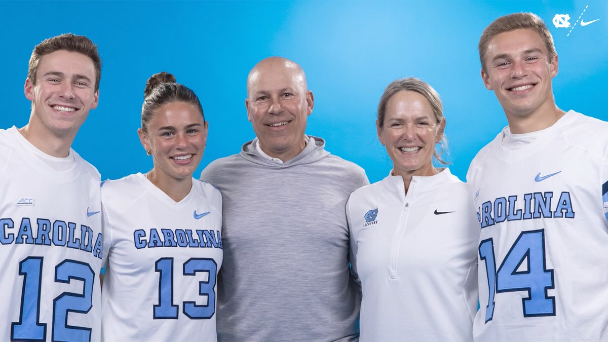 Carolina Lacrosse is a family affair for the Levys: Jenny has led UNC Women's Lacrosse to three national championships in 30 years, Dan was on the '91 NCAA championship-winning @uncmenslacrosse team, and Ryan, Alec, and Kate, all wear the Carolina Blue in their own college careers. #GoHeels