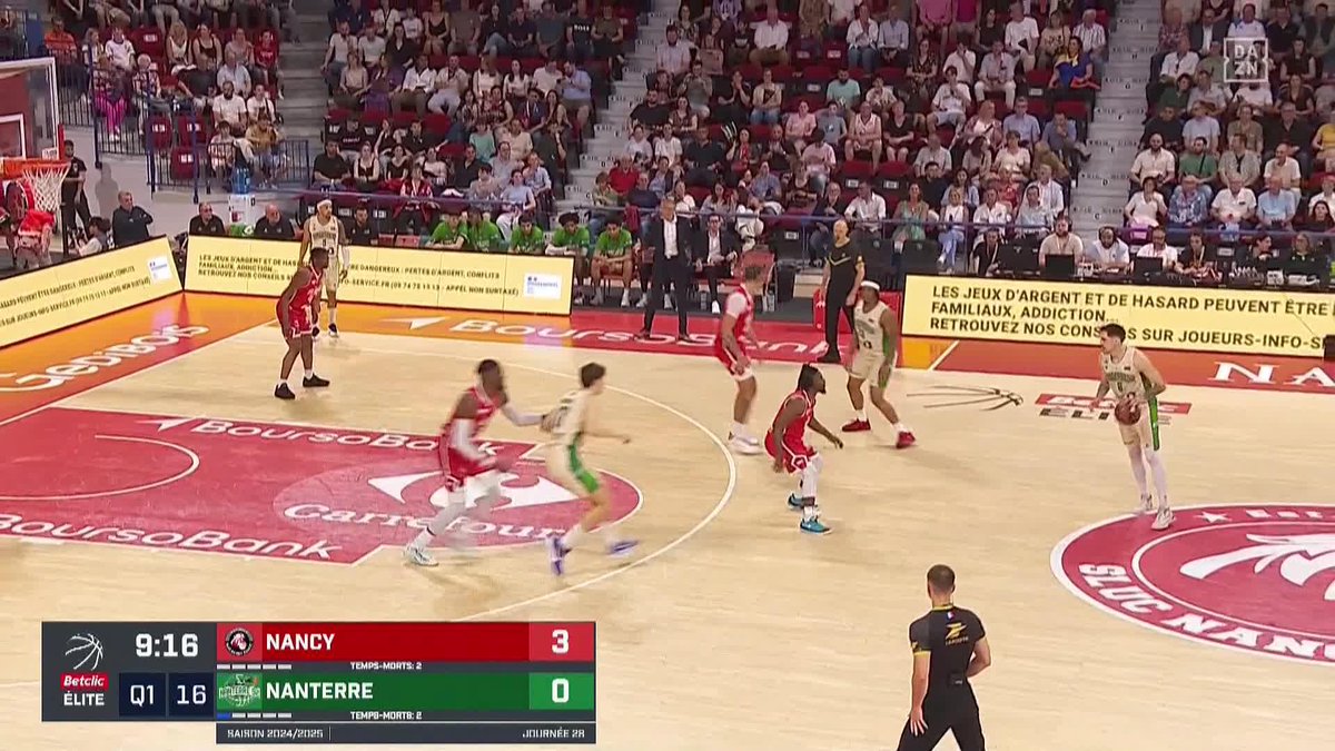 🔨| Et boom Zacharie Perrin pour bien lancer le match du SLUC Nancy Basket face à Nanterre 92 ! Betclic ELITE Suivez la rencontre en direct sur DAZN :
