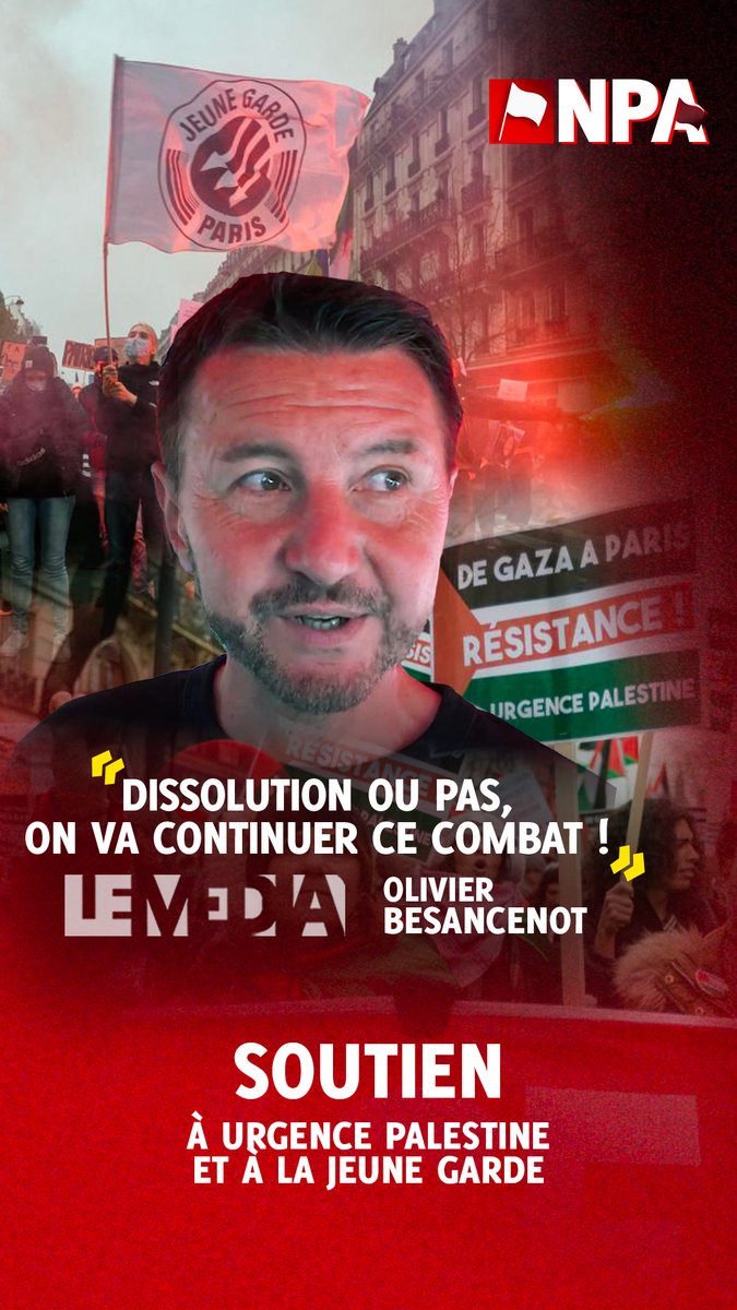 🗣️ « Retailleau peut dire ce qu’il veut, dissolution ou pas dissolution, on va continuer ce combat ! » Olivier Besancenot au micro du Média TV lors de la manifestation du 1er mai.