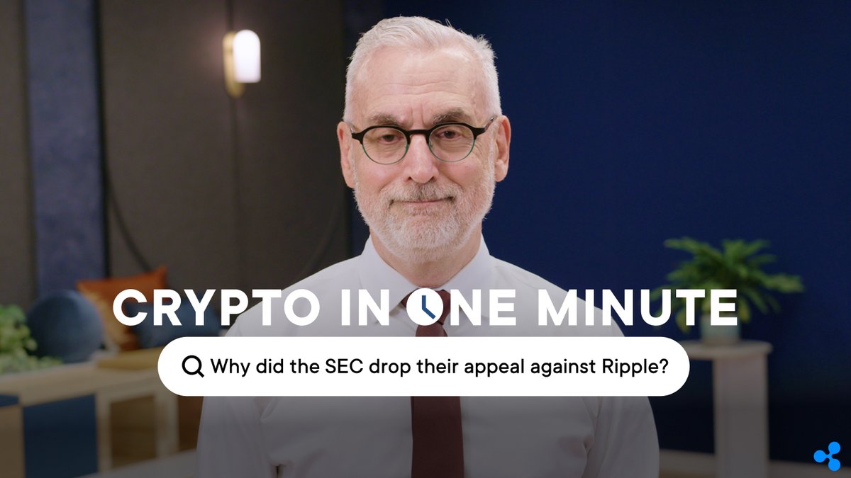In the newest Crypto In One Minute, Ripple's Chief Legal Officer Stuart Alderoty explains why the SEC dropped its appeal against Ripple in March 2025, and where the US is going with smart crypto regulation on the horizon: 🔒 Protecting consumers 🟢 Safeguarding markets 🚫 Stopping bad actors 📶 Supporting innovation