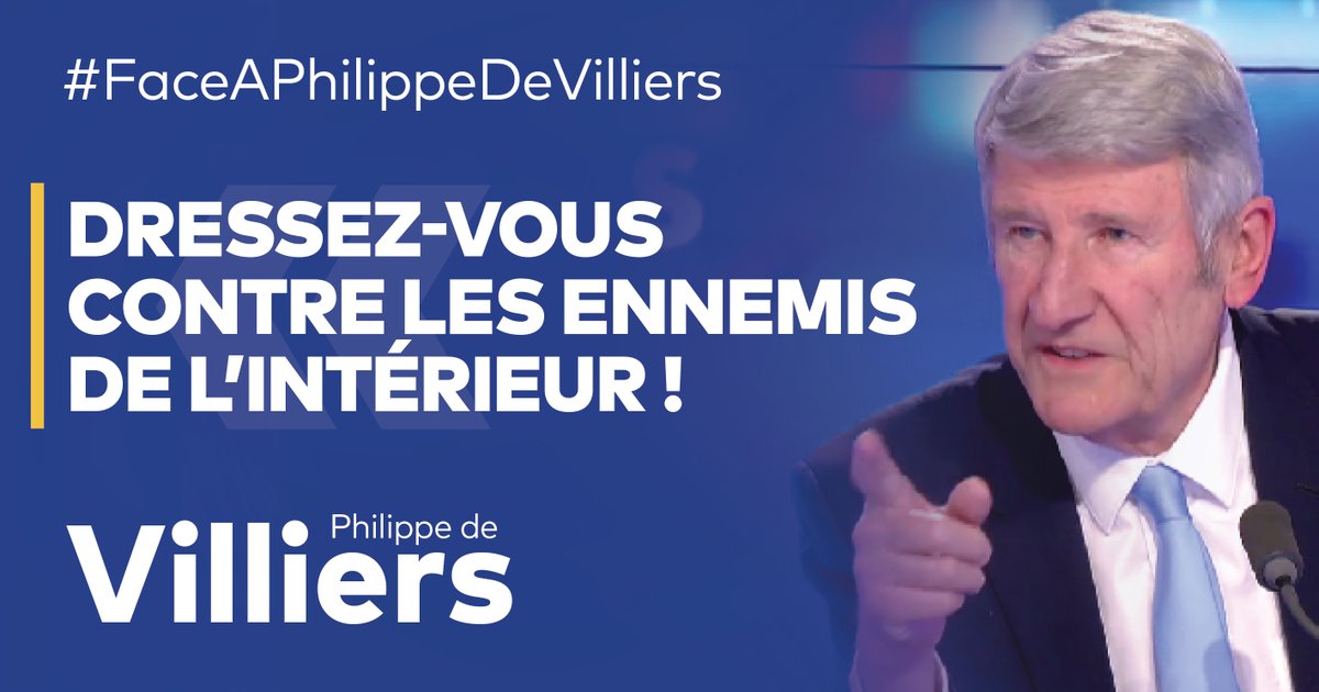 🎙️Dressez-vous contre les ennemis de l’intérieur, la cinquième colonne ! Si j’étais au pouvoir : - Je stopperais l’#immigration. - Je mènerais une grande politique de refrancisation. - J’interdirais les Frères musulmans et les milices ! 🔗Emission complète : #FaceAPhilippeDeVilliers #FADV #CNews