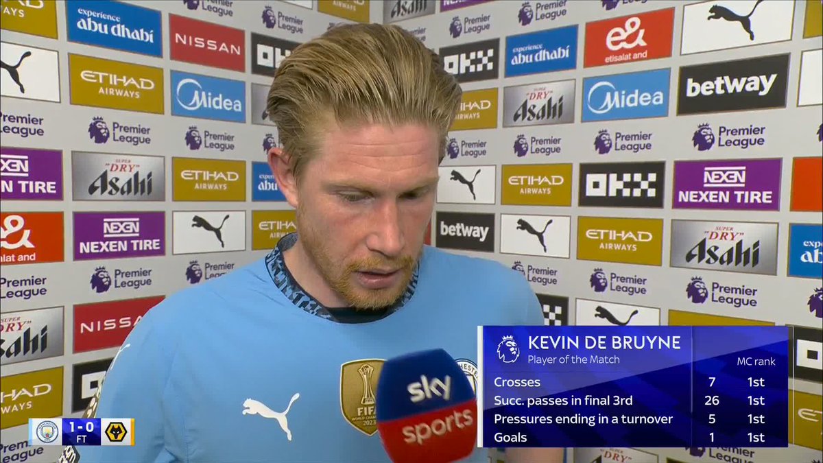 "We found a way to win, it's a good weekend." Kevin De Bruyne reflects on his penultimate home game for Manchester City at the Etihad 💙