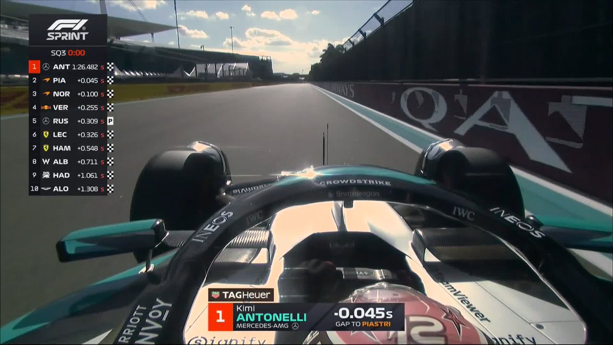 Stop what you're doing and watch Kimi Antonelli, Bono and Toto Wolff's reactions to taking Sprint pole 📻