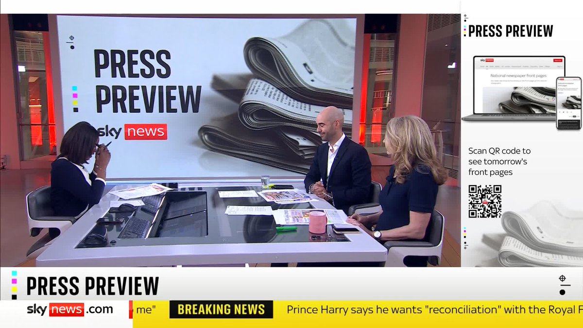 What's on Saturday's front pages? 🗞️ Gillian Joseph takes a first look with political and PR consultant Leon Emirali and journalist and author Christina Patterson @queen-christina.bsky.social. ⏰ 10.30 PM 🗞️ #SkyPapers 📱 📺 Sky 501, Freeview 233 and YouTube