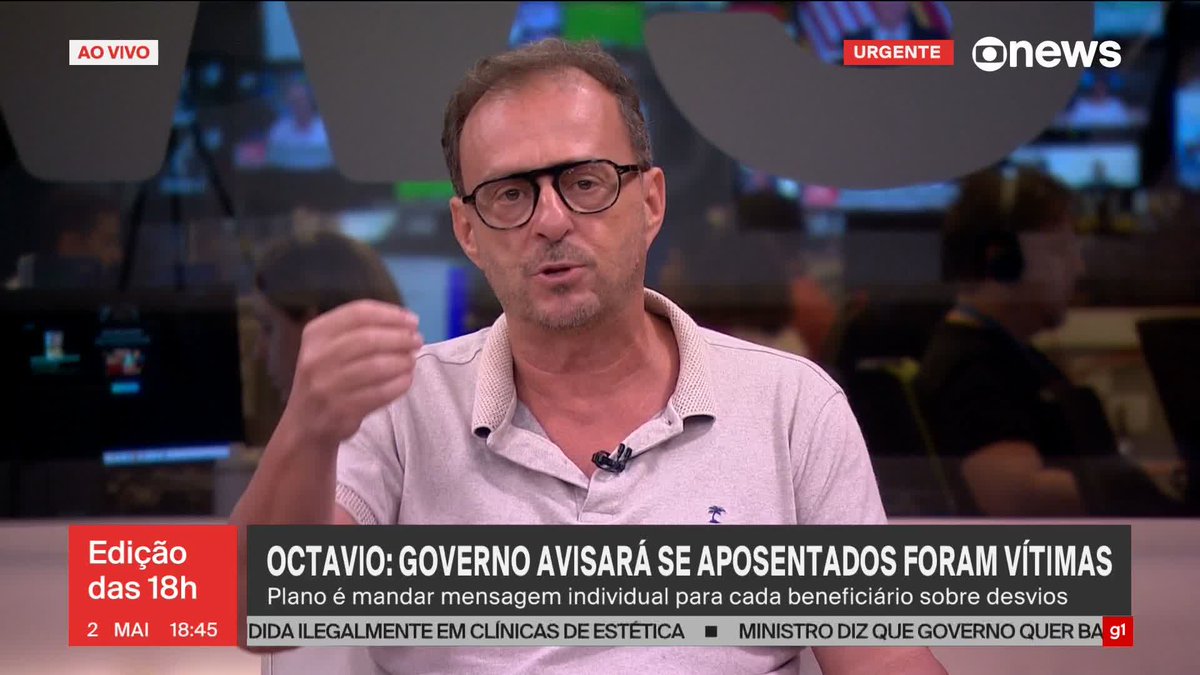Segundo Octavio Guedes, governo avisará aposentados que foram vítimas da fraude no INSS. Plano é mandar mensagem individual para cada beneficiário sobre desvios. ➡ Assista ao #Edição18: #GloboNews