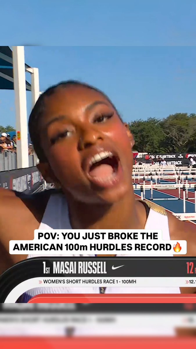 🇺🇸Masai Russell's reaction when she realized she broke the American record 😤