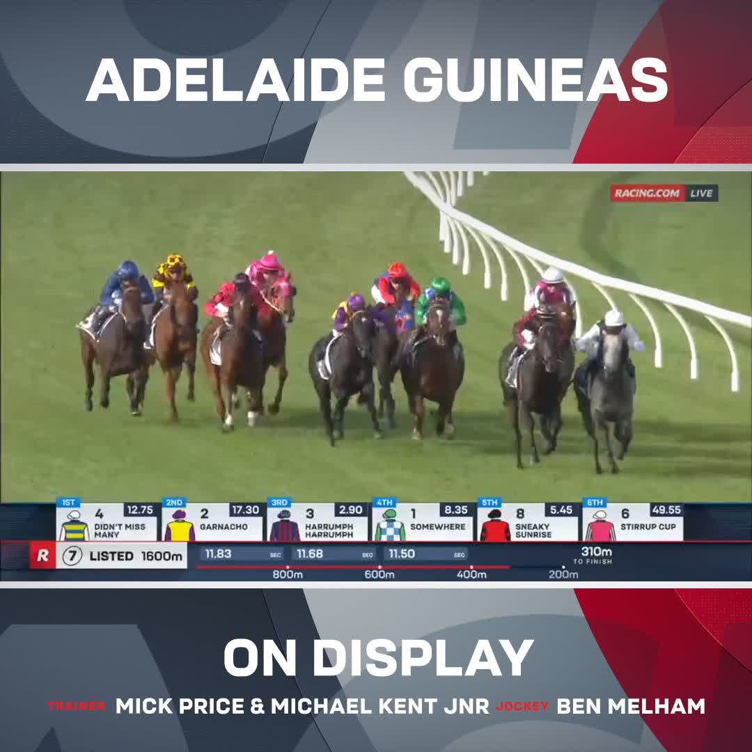 "From last to first, she roars away!" On Display accelerates in the final furlong to storm past her opposition to take out the Listed Adelaide Guineas 💪 Price Kent Racing Ben melham