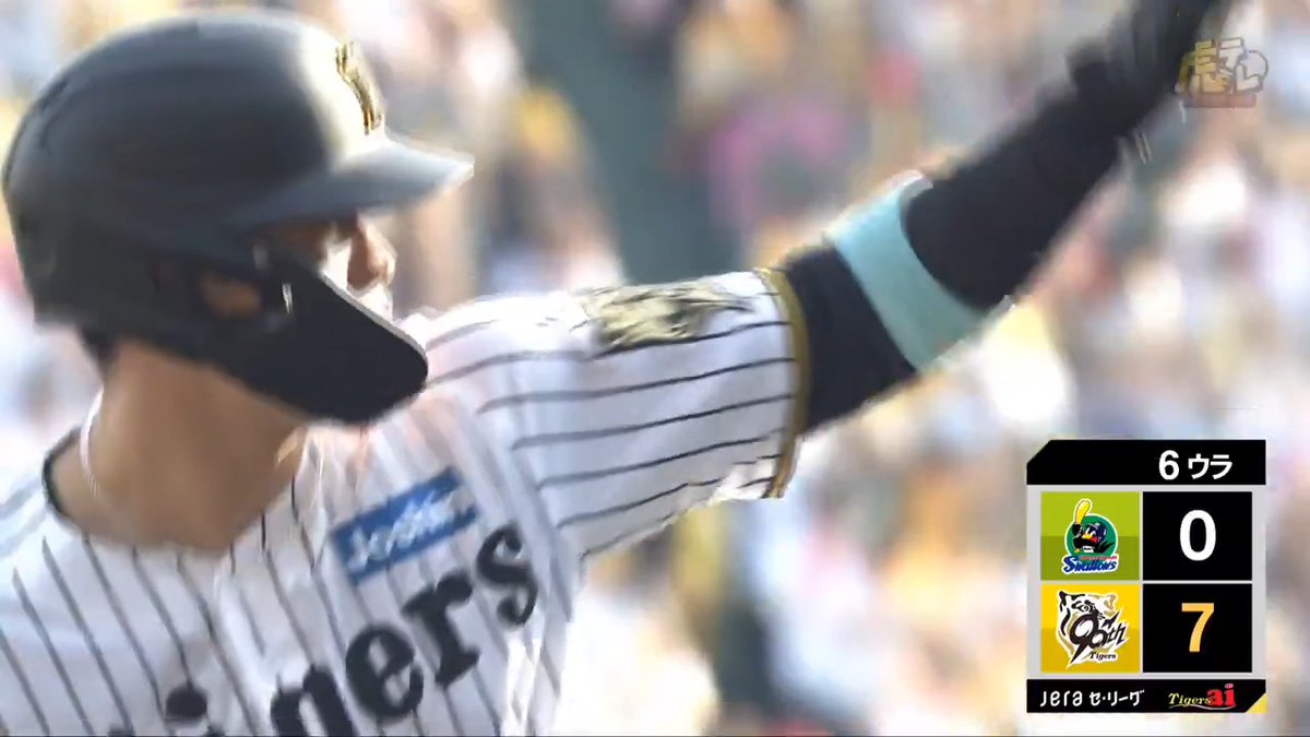 6回裏、佐藤輝選手の本日猛打賞&amp;2打点目となる右中間タイムリースリーベースヒット！ #hanshin #虎テレ #阪神タイガース #鼓動を鳴らせ_虎道を進め