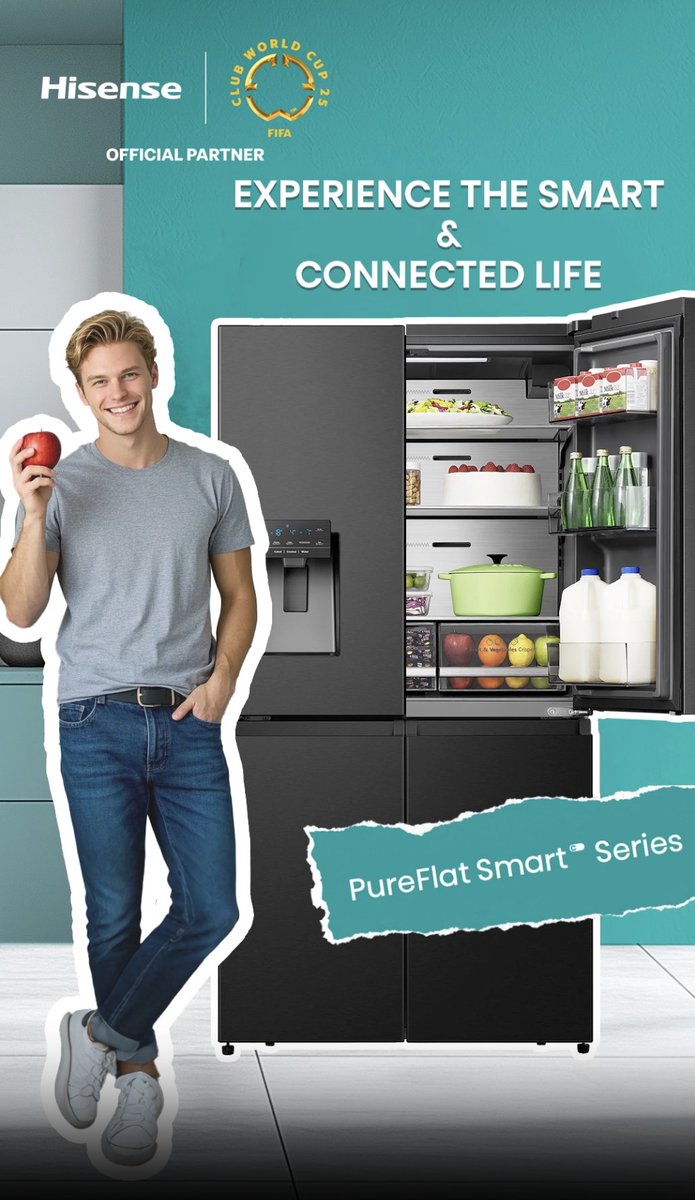 🛡️ Fresh Food, Fresh Game with Hisense! 🍎 Hisense fridges with 99.9% Antibacterial Guard keep your food as fresh as the football action. Every snack stays crisp and fresh, just like every game moment! 🥗 #Hisense #OwnTheMoment #FIFACWC #TakeItToTheWorld #Tech #Quality #Fluminense #BorussiaDortmund #UlsanHD #MamelodiSundowns #HisenseRefrigerator #PureFlat