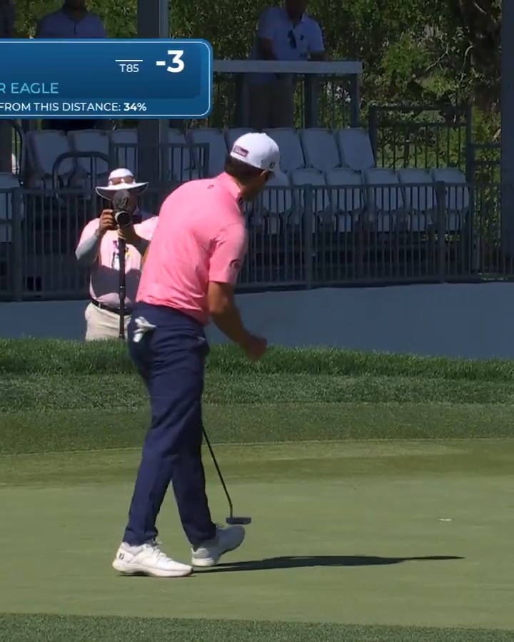 Absolutely CLUTCH. Davis Riley eagles his final hole of the day to move inside the projected cut line! 📺 PGA TOUR LIVE | #CutCam