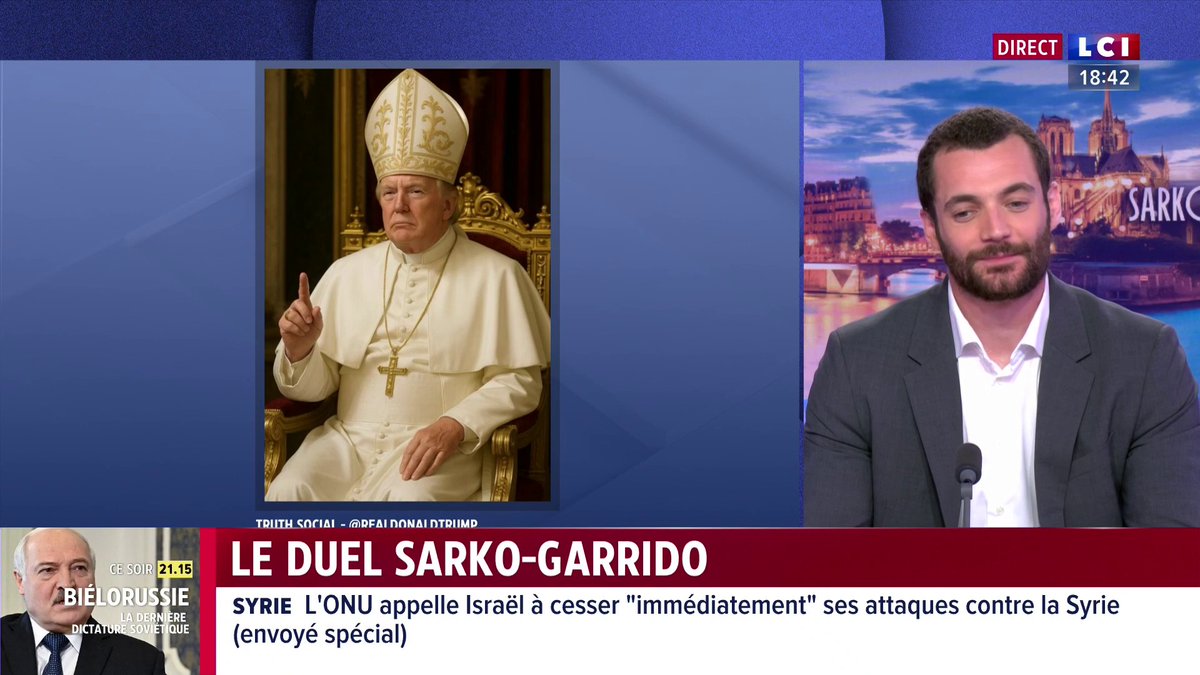 Portrait de Donald Trump habillé en pape : "La controverse et la provocation est sa marque de fabrique... Mais là dans l'indécence, on est quand même à un niveau qui atteint son paroxysme" : Louis Sarkozy (Louis Sarkozy) 📺 david doukhan