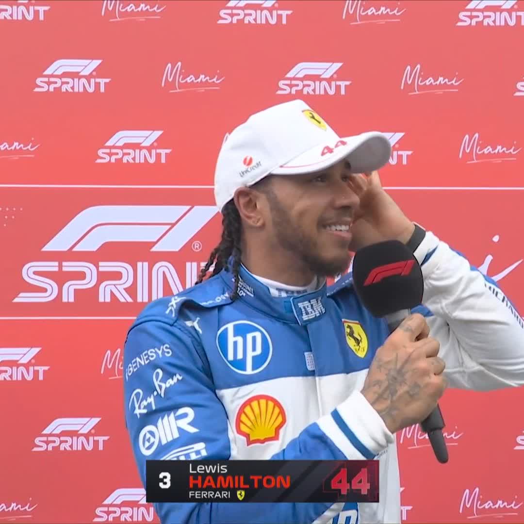 "I’m so happy with that!" 😊 Lewis celebrates finishing third in the Sprint 🙌