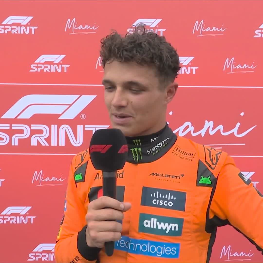 "My luck in Miami seems pretty good at the minute!" 🤞 Lando Norris reacts to winning a chaotic Sprint 🤩