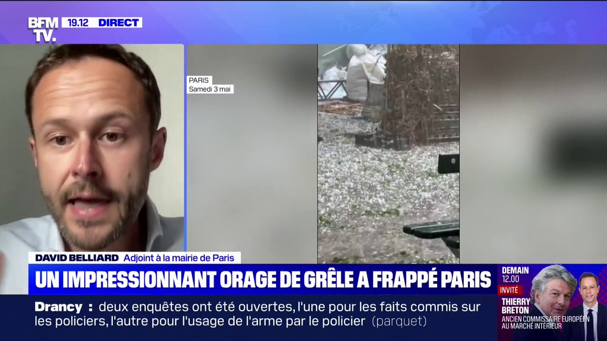 Orage de grêle à Paris: "Les services de la ville sont intervenus très rapidement", indique David Belliard, adjoint à la mairie de Paris