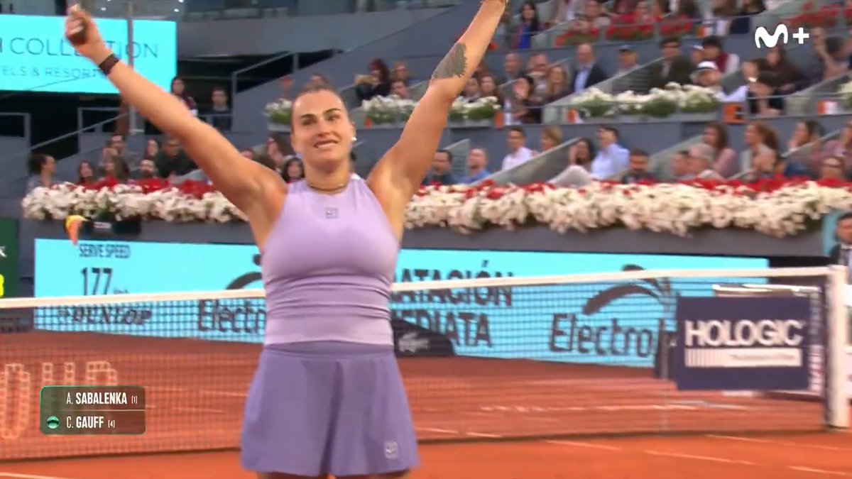 𝐀𝐫𝐲𝐧𝐚 𝐒𝐚𝐛𝐚𝐥𝐞𝐧𝐤𝐚, 𝐑𝐞𝐢𝐧𝐚 𝐝𝐞 𝐌𝐚𝐝𝐫𝐢𝐝 👑🇧🇾 🏆 2021 (vs. Barty) 🏆 2023 (vs. Swiatek) 🏆 2025 (vs. Gauff) El #MMOPEN ya tiene CAMPEONA. #LaPistaDelTenis