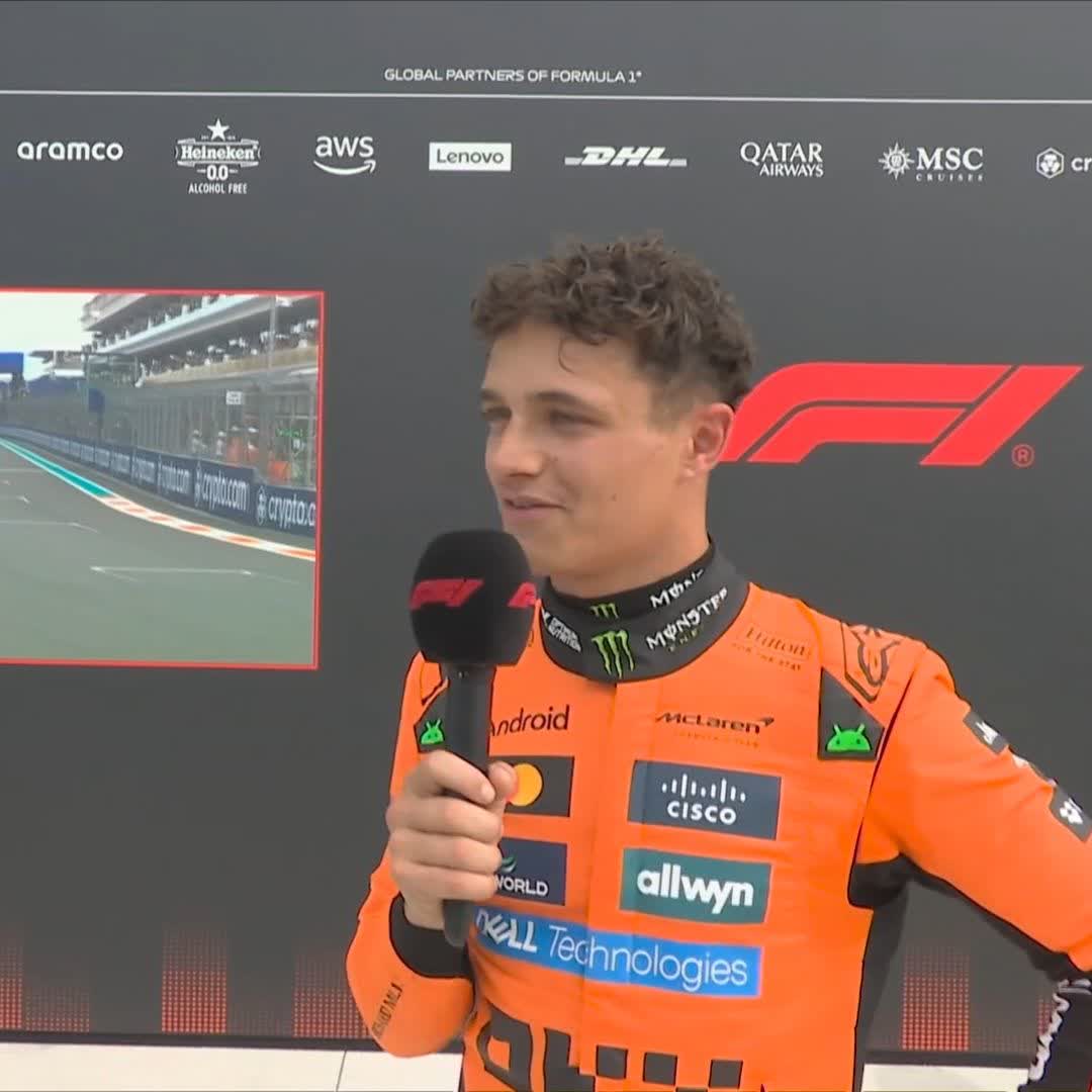 "Credit to Max, especially being a dad, I was hoping it was going to slow him down but it clearly didn't" 😂 Lando Norris on missing out on pole to Max Verstappen 🎙️