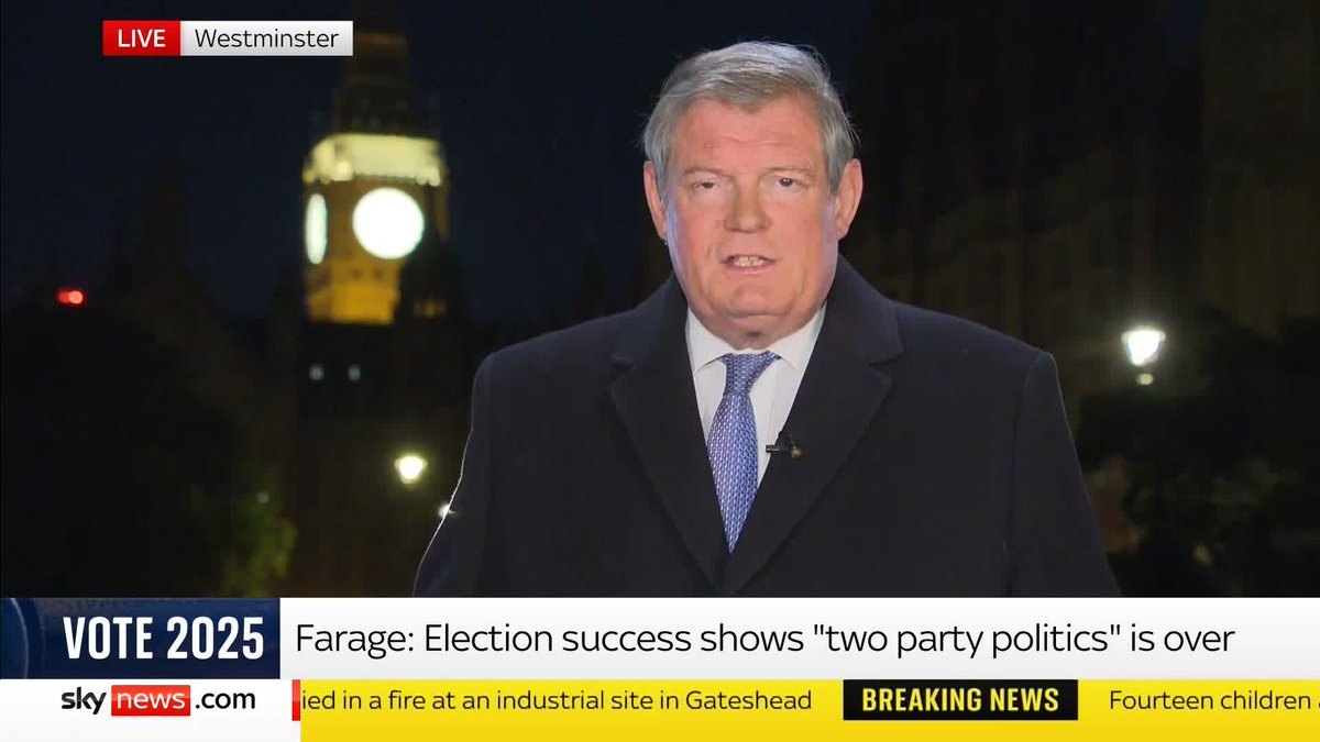 Reform UK leader Nigel Farage has claimed that "two-party politics at both local and national level is over" following Thursday's local elections. Sky's @JonCraig reports. Latest politics news ➡️ 📺 Sky 501, Virgin 602, Freeview 233 and YouTube