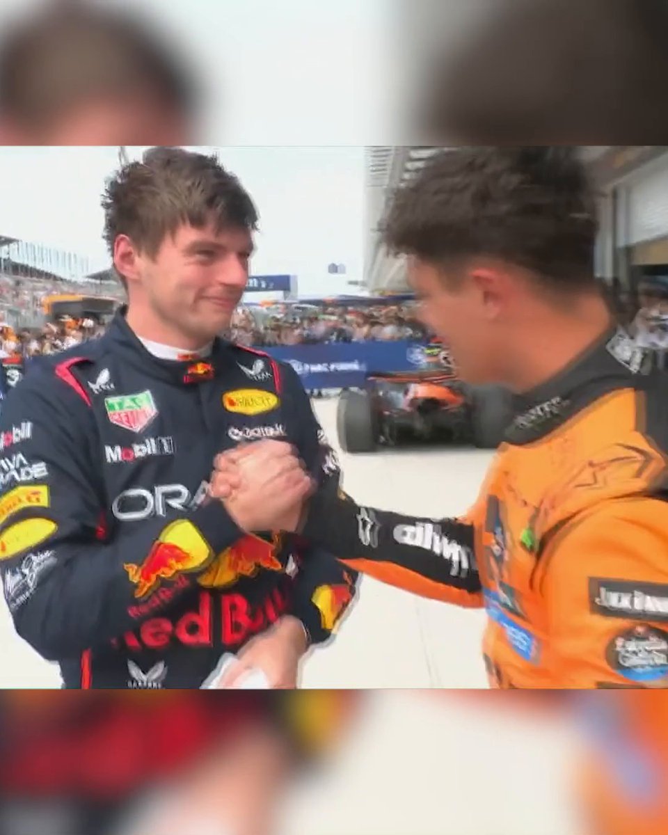 All smiles for Max and Lando after qualifying P1 and P2 in Miami 😃