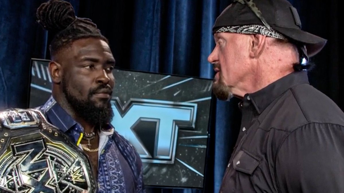 While being interviewed backstage, NXT Champion Oba Femi wwe has an interesting run-in with The Undertaker. #WWENXT